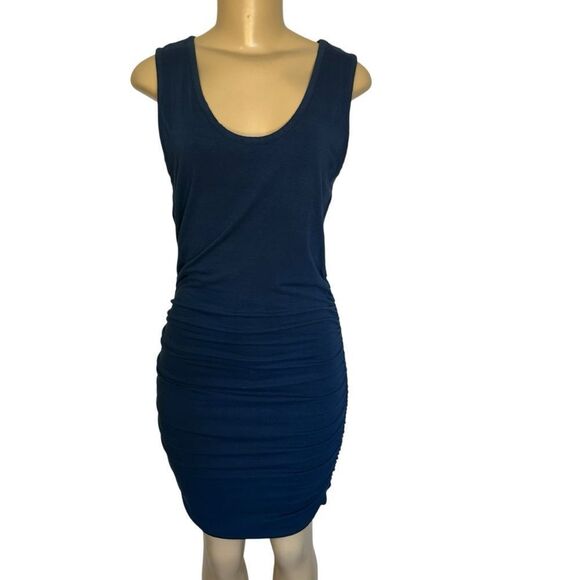 1.STATE Side-Ruched Jersey Tank navy Dress medium - Picture 1 of 5